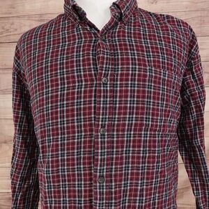 ST JOHN'S BAY CLASSIC FIT BURGUNDY‎ LEGACY FLANNEL BUTTON UP SHIRT MENS 2XL XXL